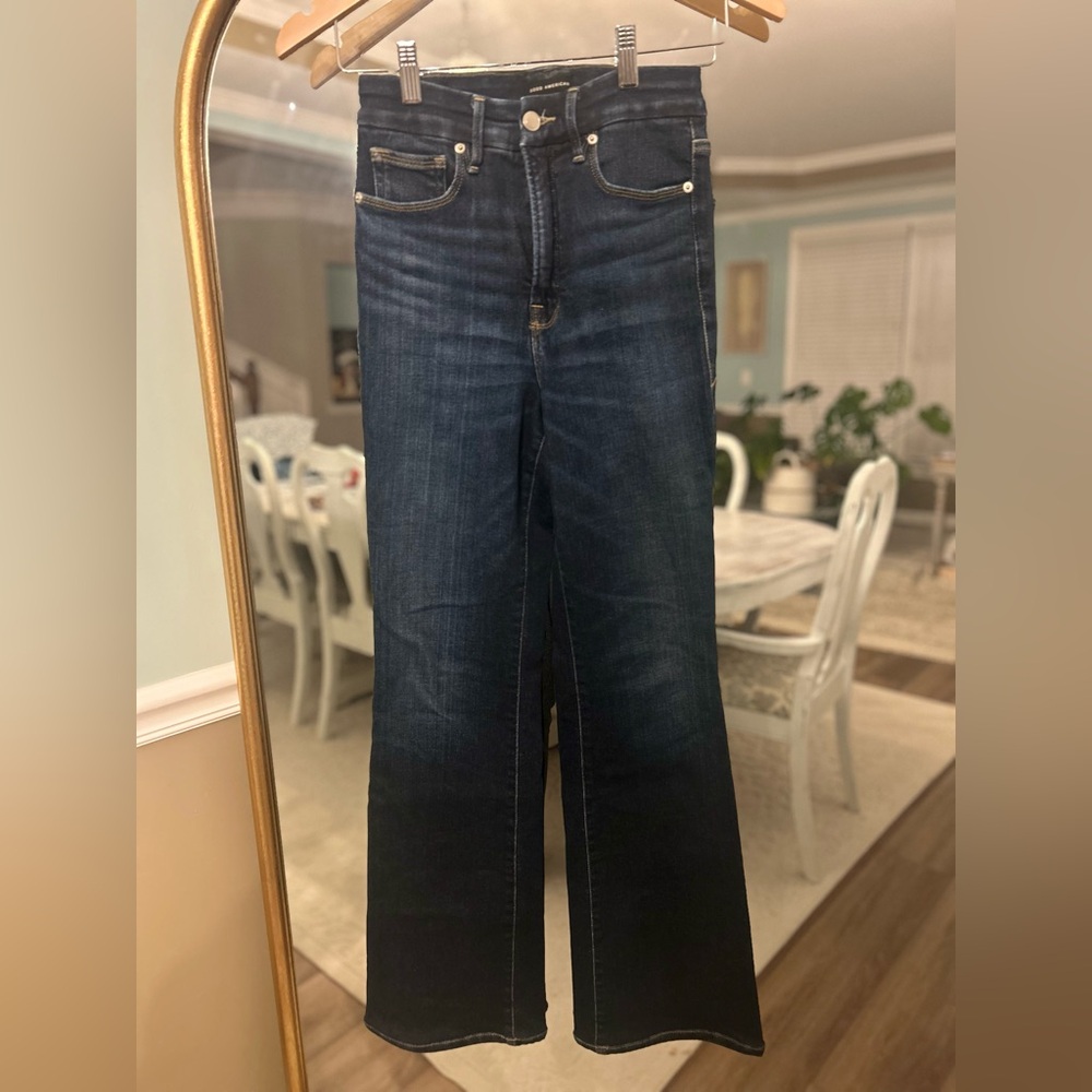 Good American Good Legs Flare Jeans - Dark Wash - Size 4/27
